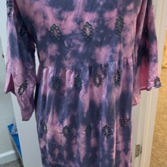 ICE TIE DYE KIMONO SHAWL CARDIGAN BATHING SUIT COVER UP - Picture 3 of 5